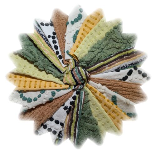 Vintage Chenille Bedspread Quilt Fabric Square Block Kit 21 6 in Fall Vibe - Picture 3 of 6
