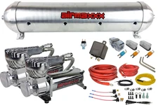 5 gallon spun raw aluminum air tank 580 chrome air compressors & dual wiring kit