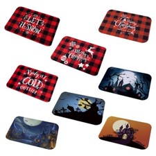 3D Santa Kitchen Dining Room Fireplace Floor Mat Flannel Carpet Rug