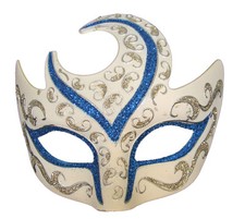 Venetian Eye Mask Swirl Top Blue Silver Prom Mardi Gras Masquerade Costume