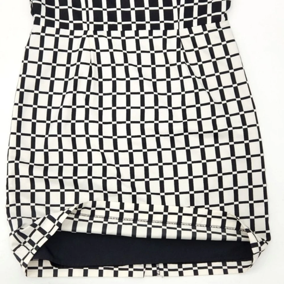 Vestido Vaina Banana Republic Talla 14 Negro Blanco Cuadros Hasta la Rodilla Oficina Trabajo Foto 2 de 4