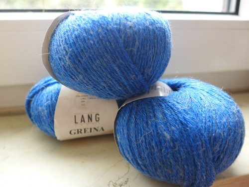 250G Greina-Lang Yarns Schurwolle, Nuovo-Lana Grossa und Alpaca-Mohair blau-weis - Bild 3 von 14