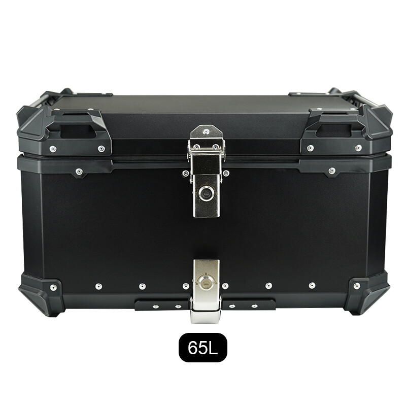 1x Black 65L Motorcycle Luggage Storage Trunk Box With Bracket