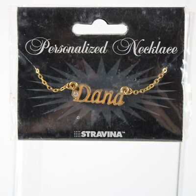 DANA NEW Name Goldtone Rhinestone Accent 14.5'' W 4.5'' Multi Ring Ext Necklace