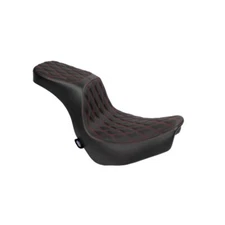 DRAG SPECIALTIES Predator 2-UP Seat Diamond Red Stitch Harley 18-24 FLSB/FXLR