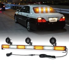 31"COB LED Traffic Advisor Emergency Hazard Warning Strobe Light Bar Amber White
