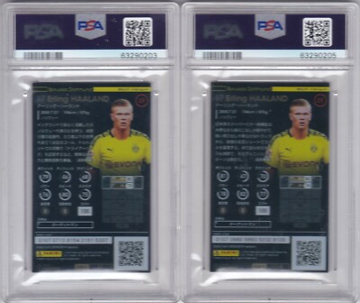 PSA9 2019-20 PANINI WCCF FOOTISTA #11 & #11-R SET ERLING HAALAND