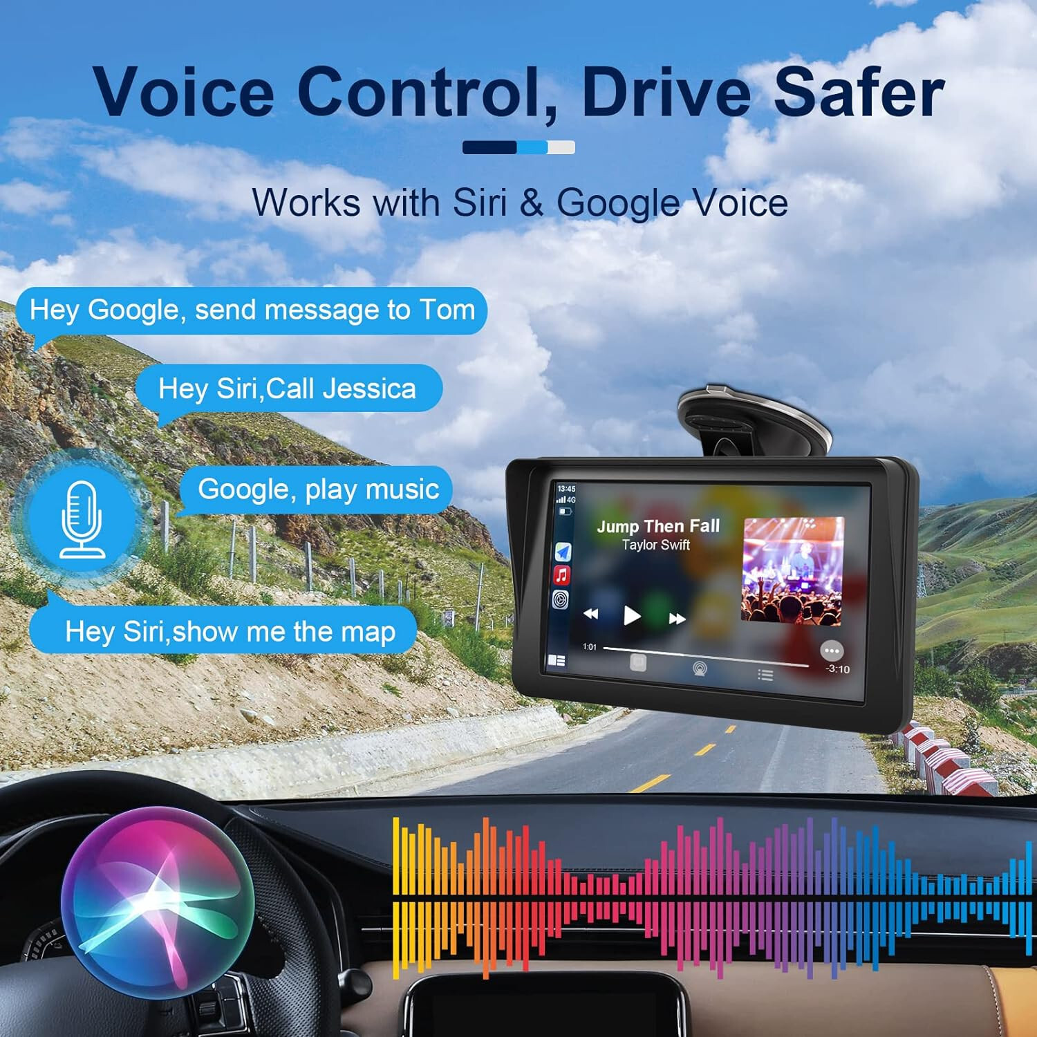 Schermo Portatile Wireless Android Auto Apple CarPlay Display Touch Universale - Miniatura 10