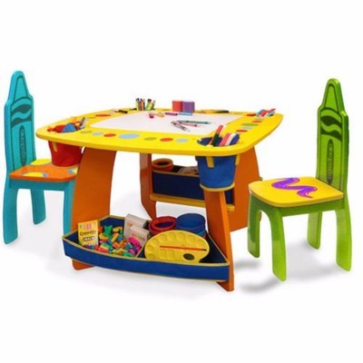 Crayola Wooden Table And Chairs Set Play Kids Furniture Playhouse