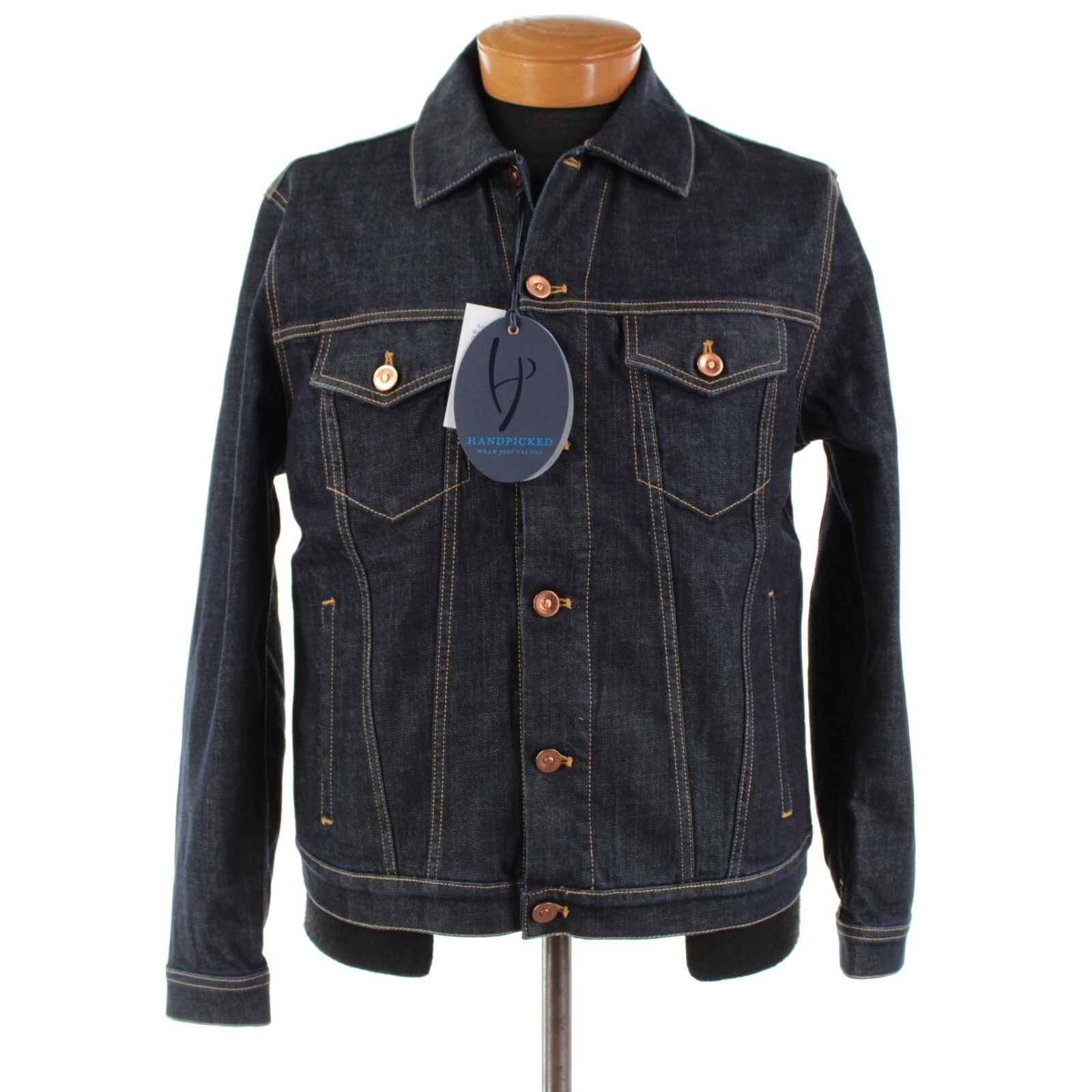 Handpicked NWT Cotton Blend Jean Jacket Size Large In Blue Denim