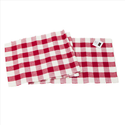 Kinara Madison Buffalo Check Sienna Red and White Table Runner 13x72 inches 