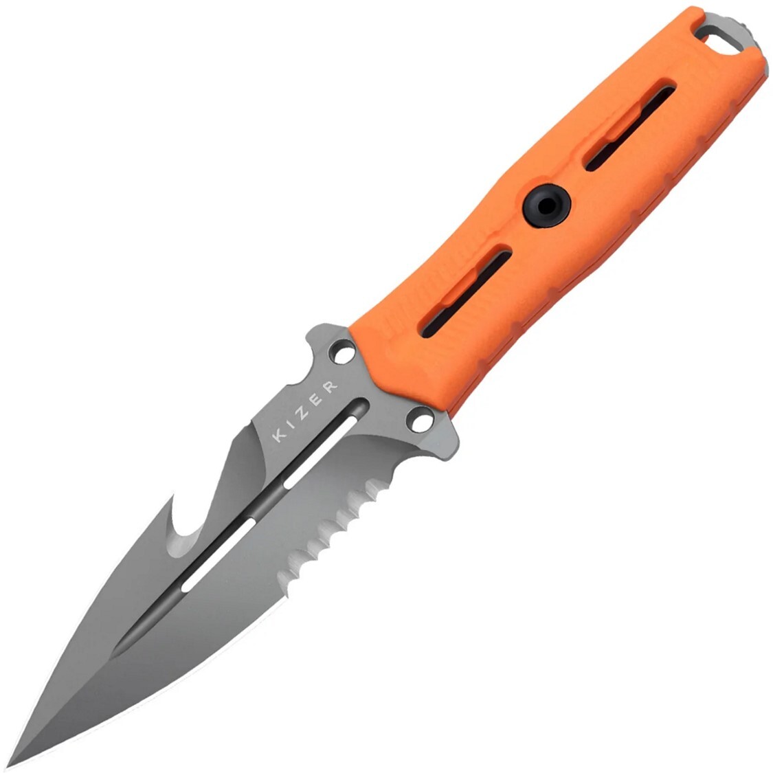 は Kizer Cutlery Norcross Orange G10 Nitro-V Serrated Fixed Blade