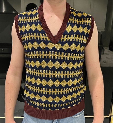 Gucci Mens Art Deco Gold Lurex Sweater 