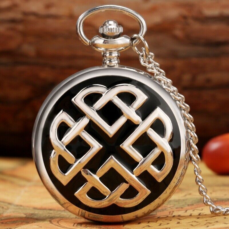Silver Quartz Pocket Watch with Alloy Necklace Chain for Men and Women - Elegant Full Hunter Case Gift