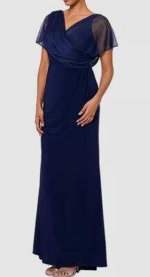 betsy and adam blue evening dress Esmerelda Satin Double Knotted Halter Neck Dress