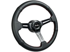 1967-68 Chevy Camaro White Ss 6-bolt Perforated Black Leather Steering Wheel Kit