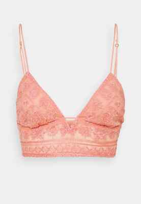 Free People Elsie Embroidered Longline Lace Bralette in Pink Size