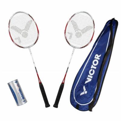 Victor Badminton Set Atomos 500 | Badmintonschläger Badmintonbälle Schlägerhülle