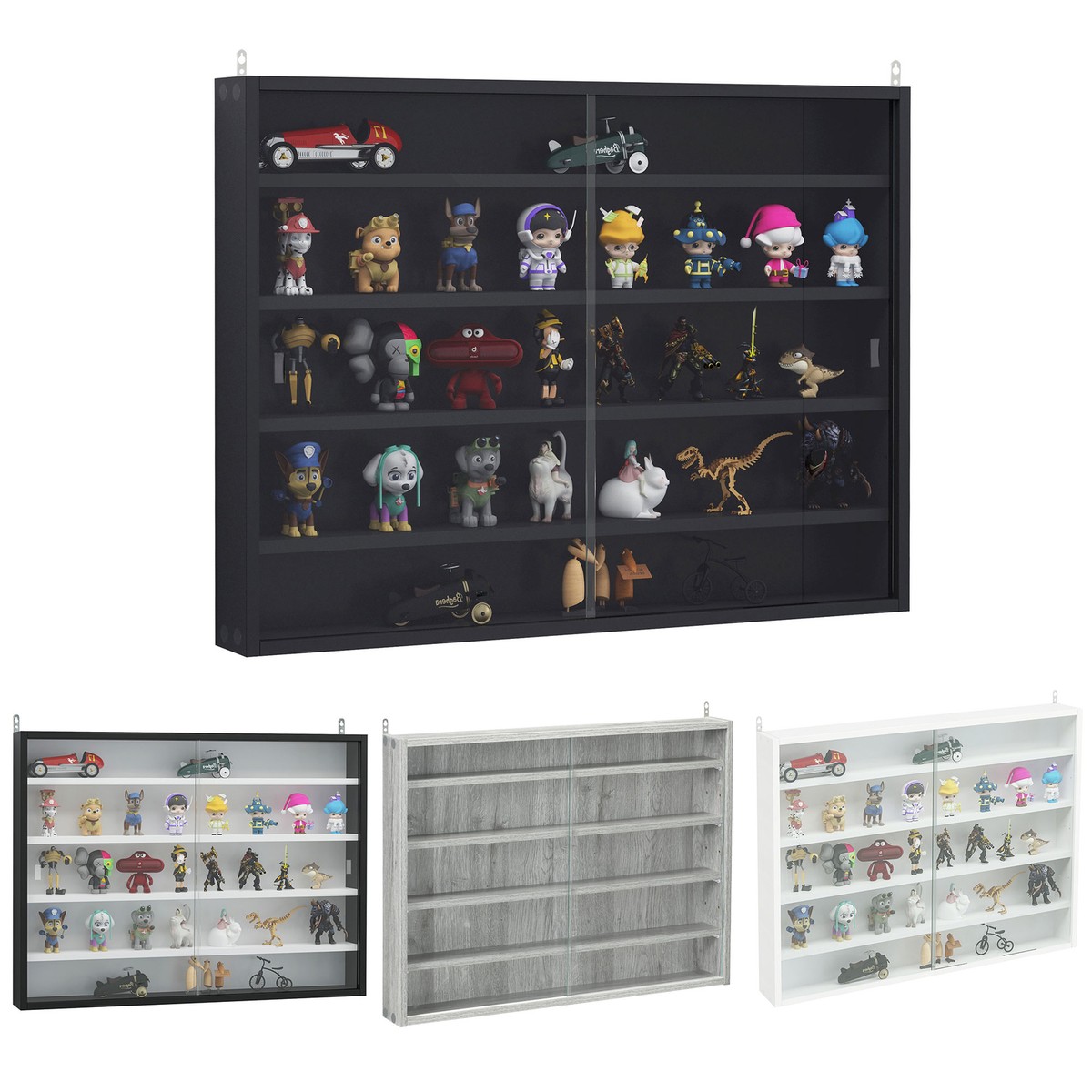 HOMCOM 5-Tier Glass Display Cabinet with Adjustable Shelves - Main Image