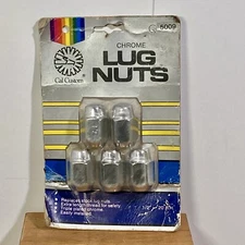 Vintage 1984 Cal Custom Chrome Lug Nuts 1/2" RH Extra Length Threads #5009 NOS