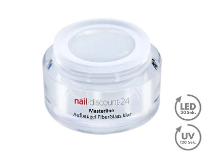 NAIL-DISCOUNT-24 Premium Masterline Aufbau Gel FiberGlas UV LED standfest klar 30ml Builder Nagel