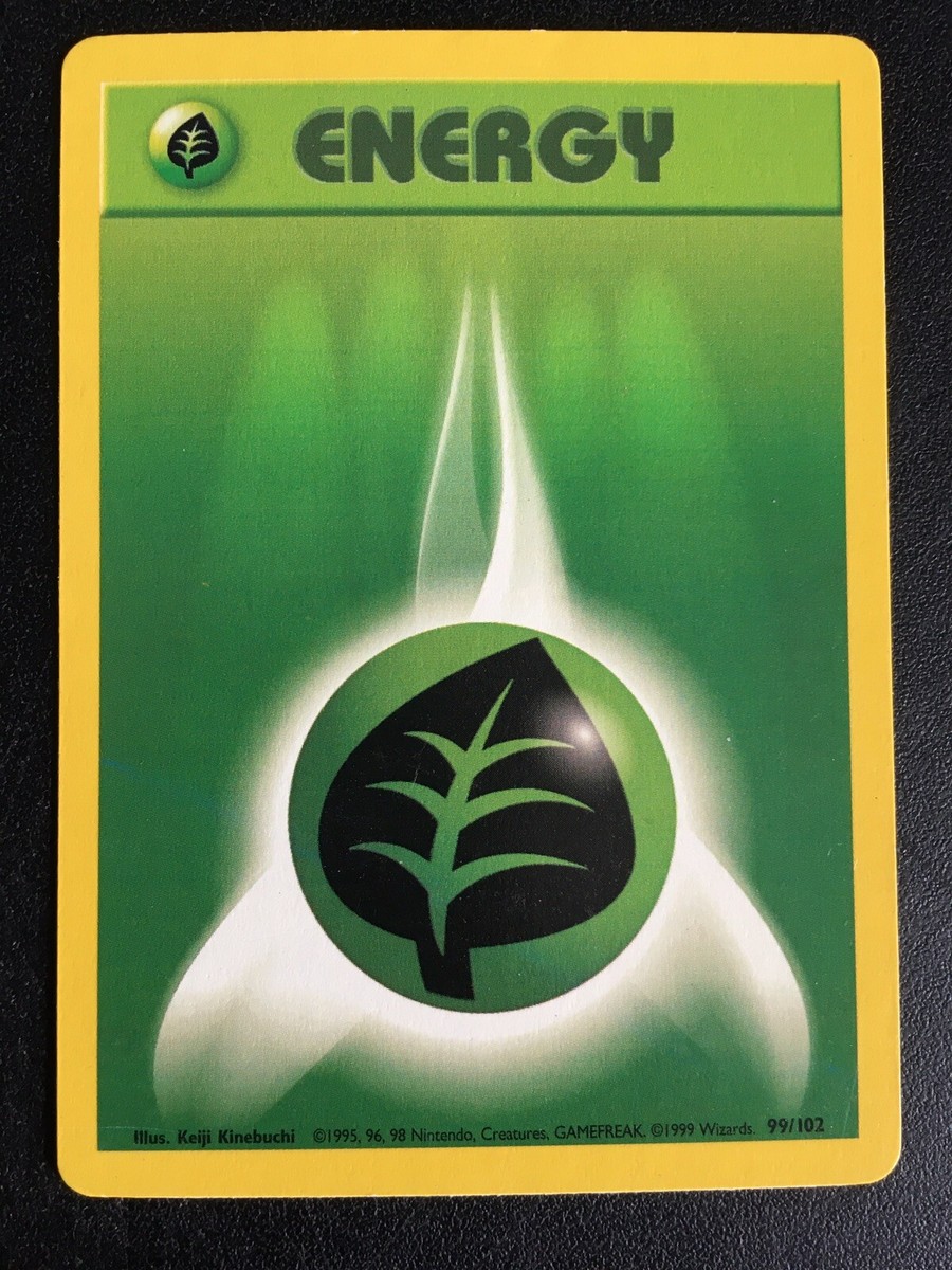 1999 energy pokemon card value Grass Energy 99/102 Base Set Pokemon Card