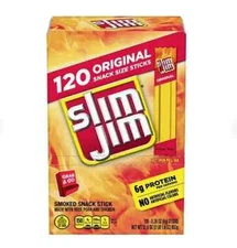 Slim Jim Snack-Sized Smoked Meat Sticks Keto, Original Flavor, 0.28oz, 120 Ct