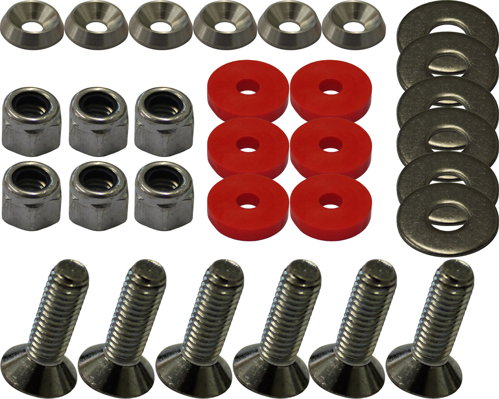 Go Kart Floor Tray Fitting Kit With Silver & Red Washers Karting