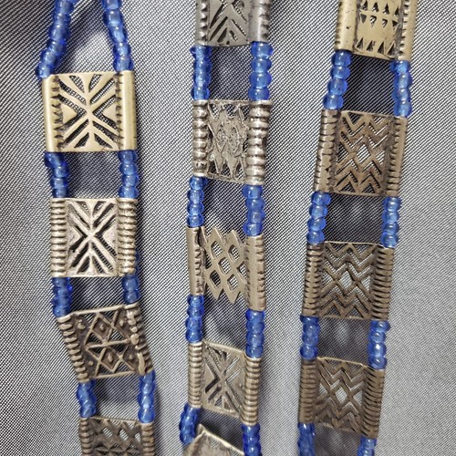 VTG Native Tribal Look Waist Belt Hand Hamered Metal Cutout Beads Boho 32" - Picture 2 of 7