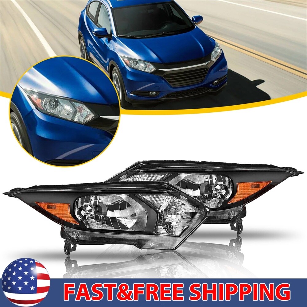 For 2016 2017 2018 HONDA HR-V Headlights Assembly Pair Replacement Clear Lens
