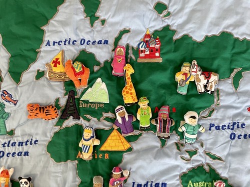 Fabric International Map~Removable Embroidered Ethnic People Around the World - Picture 4 of 14