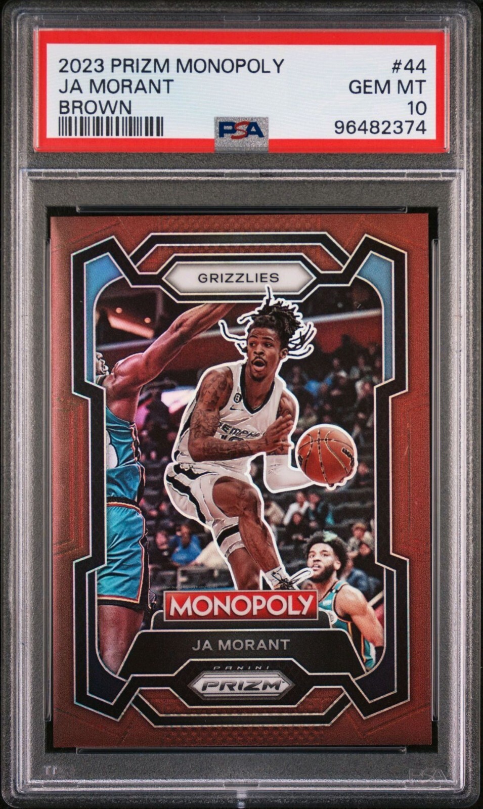 2023-24 Prizm Monopoly JA MORANT #44 Brown Prizm #/249 Grizzlies PSA 10