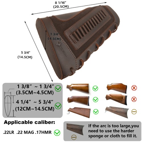 Custodia in pelle per munizioni copri fucile fucile buttstock per .357/.308/.22lr/12GA - Foto 41 di 62