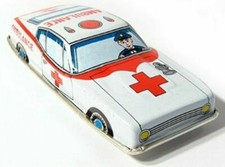Vintage Japanese Tin Toy Ambulance friction car produced in the 60's and 70's