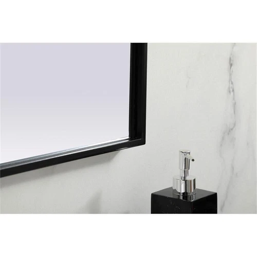 Elegant Decor Blaire 36x30" Arch Modern MDF Wood/Iron Mirror in Black - Picture 5 of 9