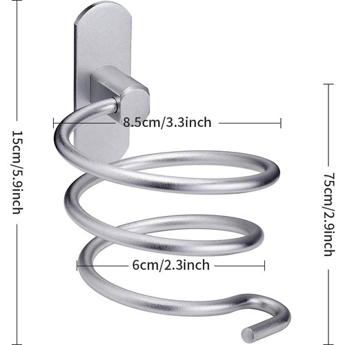 Porte Sèche Cheveux Support de Sèche Cheveux Mural en Aluminium Support de Câ... - 第 6/6 張圖片