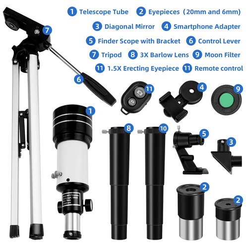 300mm Reflector Astronomical Telescope 150X with Phone Adapter for Moon Watching - Picture 11 of 11