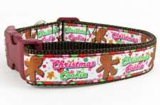 Gingerbread Christmas dog collar handmade adjustable buckle collar 1"wide