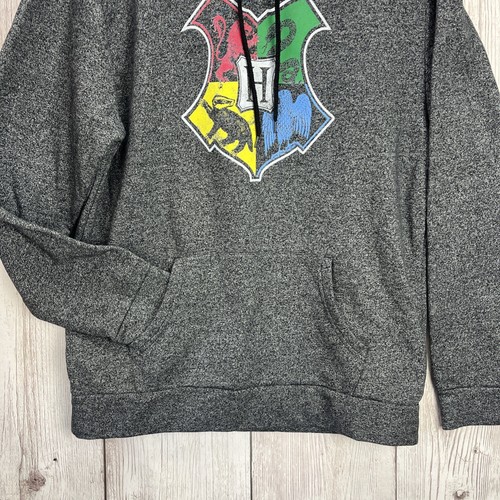 Harry Potter Hoodie Sweatshirt Mens Large Gray Pullover Hogwarts House Crest VGC - Picture 4 of 12