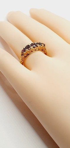 9ct Gold Five Stones Ruby Fancy Side & Shoulder 375 Ring Size L 1/2 Hallmarked - Picture 16 of 23