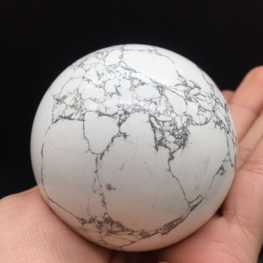 Nature White Howlite Quartz Crystal Sphere Healing Ball Decora Healing Stand 1Pc