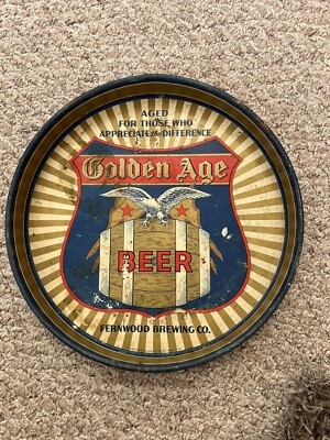 Scarce GOLDEN AGE BEER TRAY 1930 s FERNWOOD BREWING CO. Lansdowne, Pa