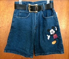 Women's Med Blue Vintage DISNEY MICKEY MOUSE 100 Cotton Jean ShortsW30 L8 NWT