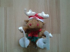 Coca Cola Elch,  Teddy, Weihnachten, braun,sitzt 12 cm mit Schlittschuhen