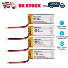 4 PCS 3.7V 1000mAh 1S 3C 102050 LiPo Battery with JST Plug for Electronic Device