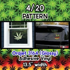 4/20 (Cannabis)  Patterned Adhesive Vinyl 13.5" ROLL **FREE SHIPPING**