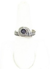 Iolite Adjustable Ring, Woven in Sterling Silver Wire