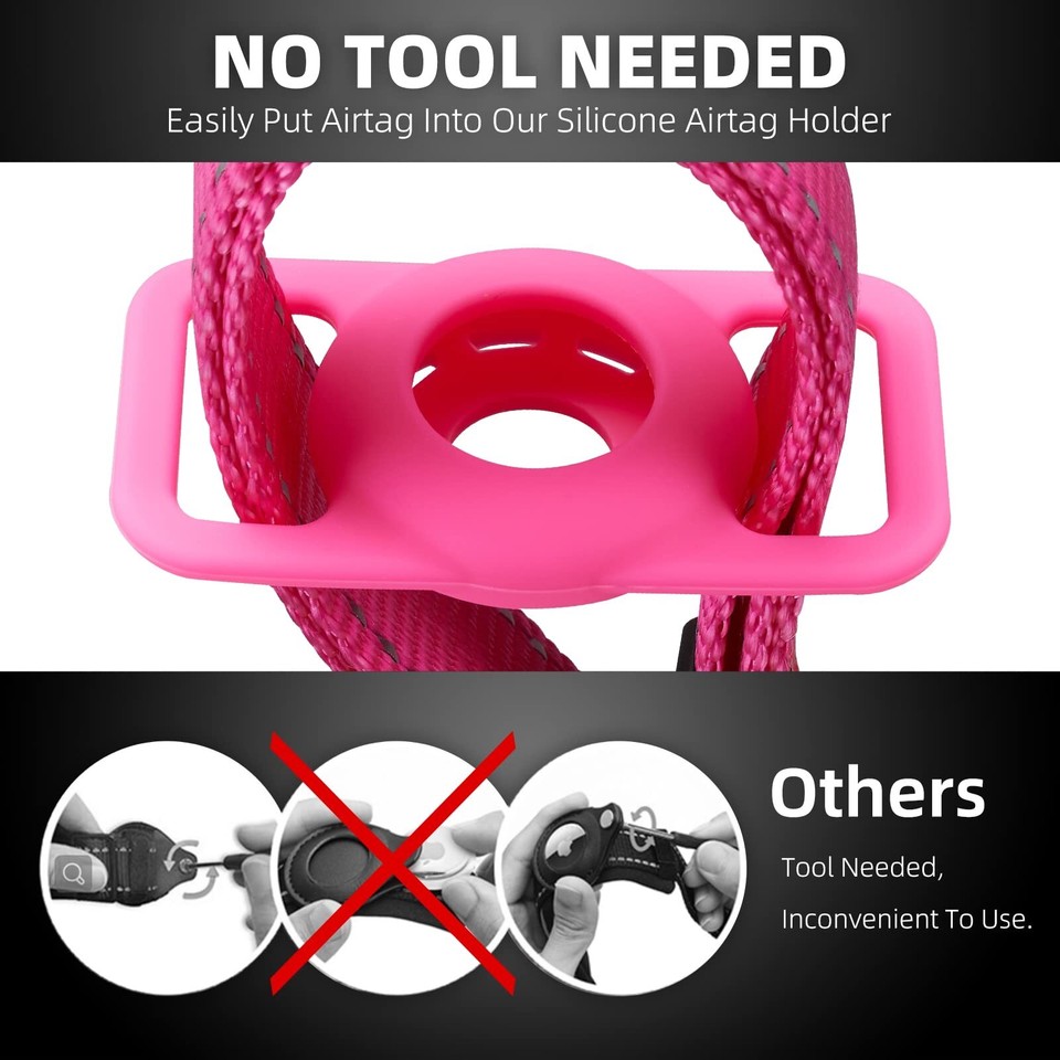 Reflective AirTag Dog Collar, Compatible with Apple AirTag, Nylon Pet