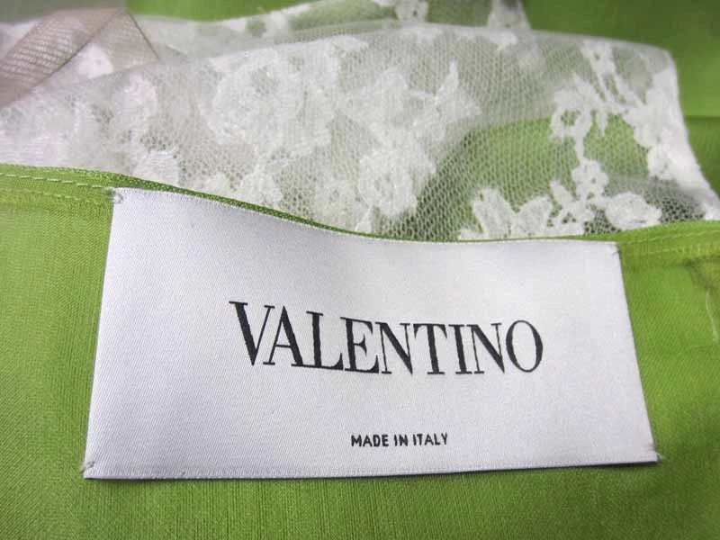 Abito organza Valentino Chantilly pizzo capesante sovrapposto corpetto fiocco cintura 40