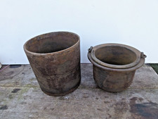 ANTIQUE BLACKSMITHS CAULDRON GLUE POT CAST IRON WITH CAST IRON SUPPORT